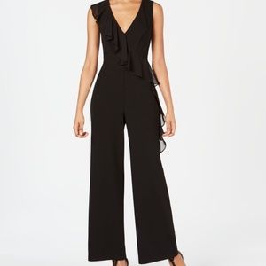 Connected Apparel Black Chiffon Jumpsuit Size 10p